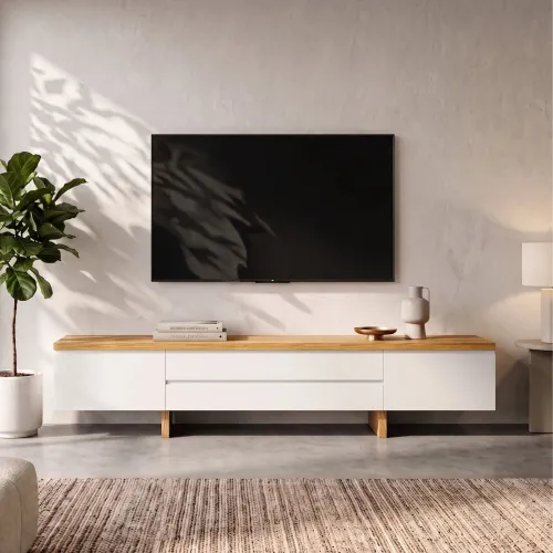 Rack de TV SUD 2.2 - Linea Nevada - Off White / Cinamomo - Muebles para TV, Uruguay | Ecowood