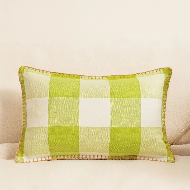 Almohadón Cuadros Campestre en Verde - Textiles, Uruguay | Cabana