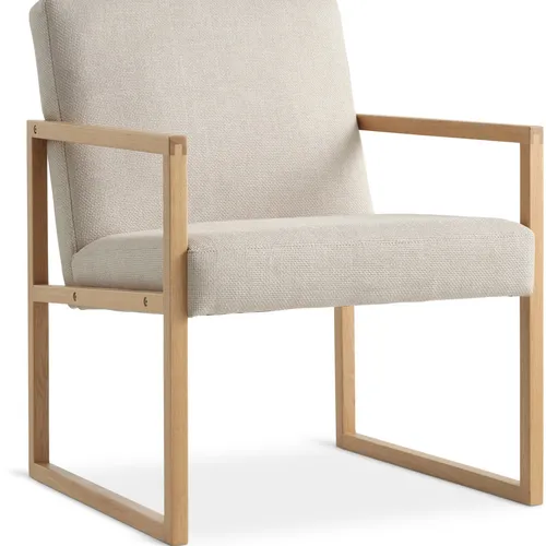 Sillón KALUNDBORG tela 1 cuerpo arena/roble en Madera natural - Butacas, banquetas y puffs, Uruguay | JYSK
