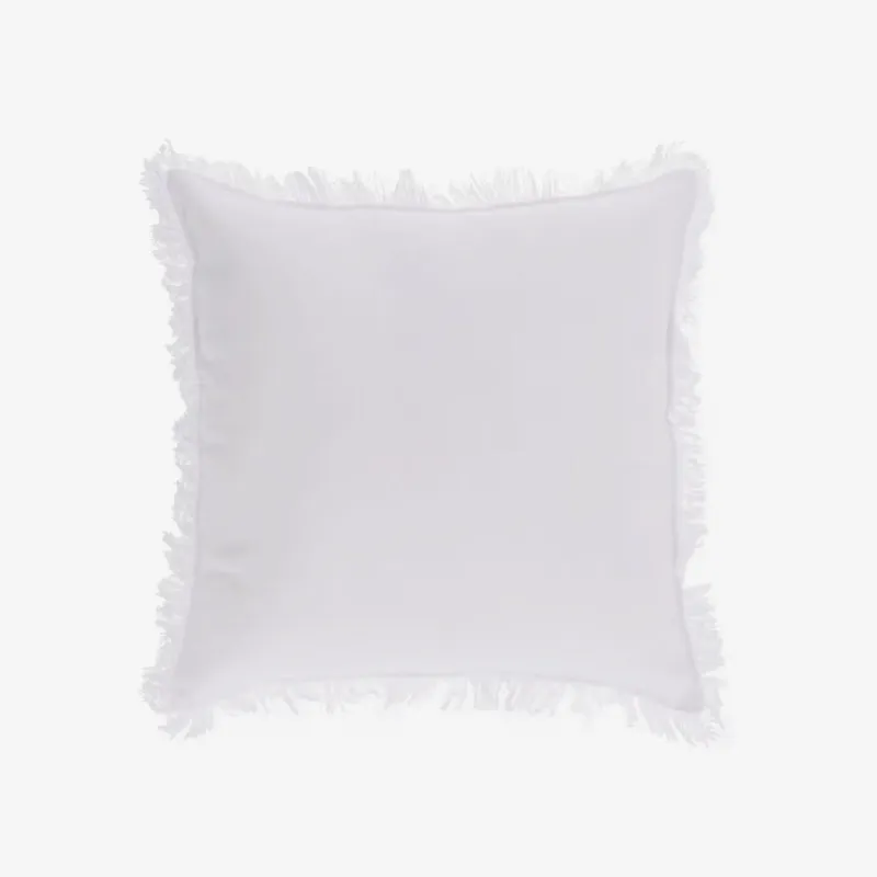 Almohadón Almira algodón y lino flecos beige 45 x 45 cm - blanco 45 x 45 cm en Blanco - Textiles, Uruguay | Kavehome