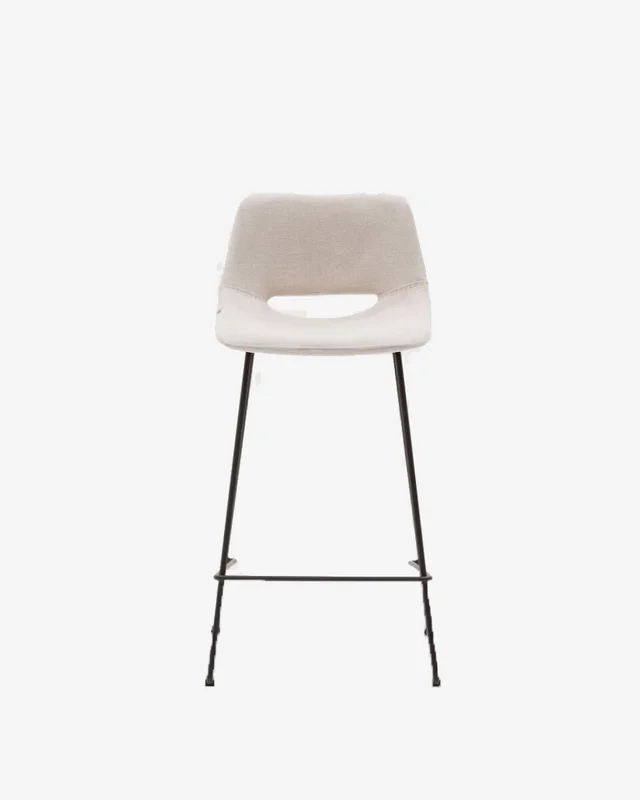 Taburete Zahara - beige y acero con acabado negro altura 65 cm en Marrón - Butacas, banquetas y puffs, Uruguay | Kavehome, vista 6