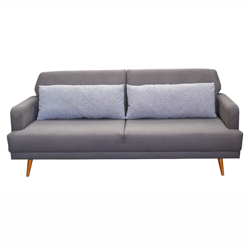 SOFA CAMA NORDICO - EASY CLEAN GRIS - ALMOHADONES TRAMADOS GRIS - PATAS MADERA CLARA en Gris - Sillones y sofás, Uruguay | Champagne Home