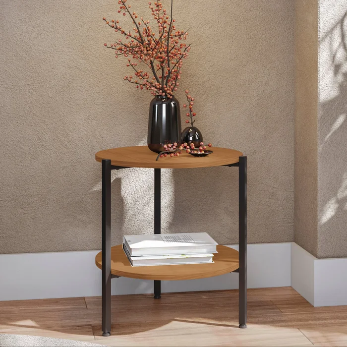 MESA ESQUINERA LINEA INDUSTRIAL HIERRO en Madera natural - Mesas de living, Uruguay | Balton, vista 2