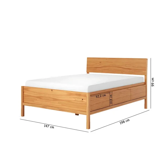 Cama 2 plazas - Madera Maciza Pino - Siena en Madera natural - Dormitorio, Uruguay | Ecowood, vista 4