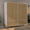 Ropero 4 puertas Linea Veneza - Blanco/Miel en Multicolor - Roperos y placares, Uruguay | La Cueva Muebles, vista 1 de 4
