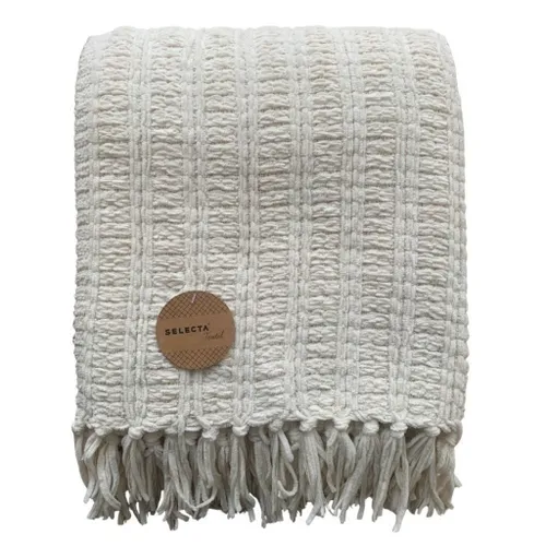 MANTA TEJIDA POLIESTER 125X150CM TEXTURA CRUDO en Off-white - Textiles, Uruguay | Decohogar