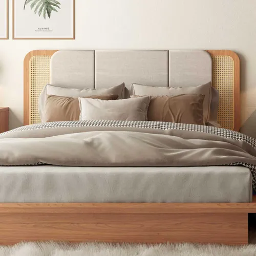 Respaldo de Cama Valeria con Ratan Natural 170cm Curvo - 100% MDF - Respaldos de cama, Uruguay | Balton