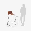 Taburete Zahara piel sintética marrón y acero con acabado negro altura 76 cm en Marrón - Butacas, banquetas y puffs, Uruguay | Kavehome, vista 8 de 8