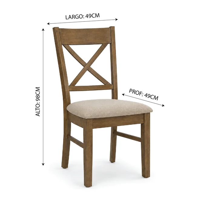 Juego De Comedor 6 Sillas Tapizadas Madera Maciza en Madera natural - Mesas de comedor, Uruguay | Soy Hogar, vista 3
