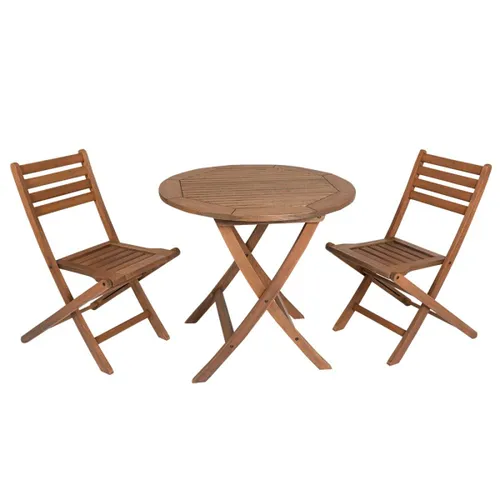 Kit Mesa + 2 Sillas Plegables - Ipanema - Nogueira en Marrón - Muebles para el exterior, Uruguay | Rústico Hogar