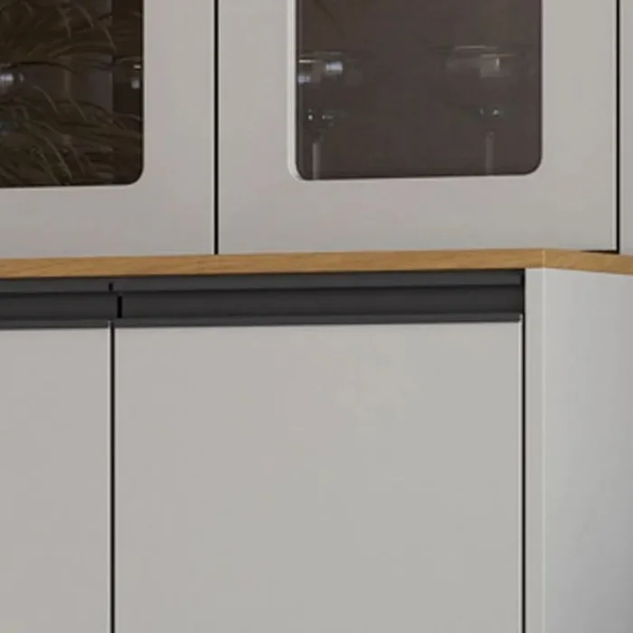 Panelero Cristalero Modular 4 Puertas Con Vidrio Y Patas Gris en Gris - Muebles, Uruguay | Soy Hogar, vista 3