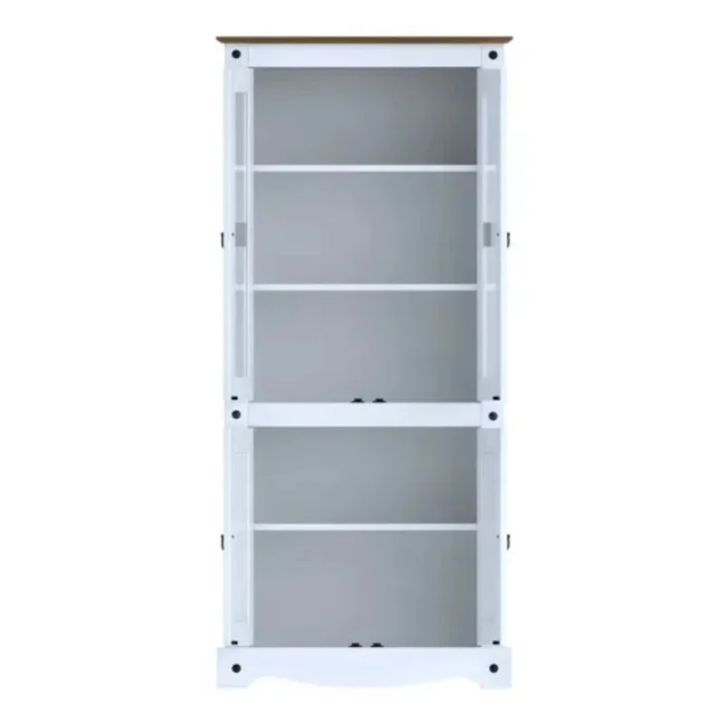 Promo Rack de Tv + Biblioteca con Cristalero Línea Naturale - Blanco en Blanco - Muebles para TV, Uruguay | La Cueva Muebles, vista 5