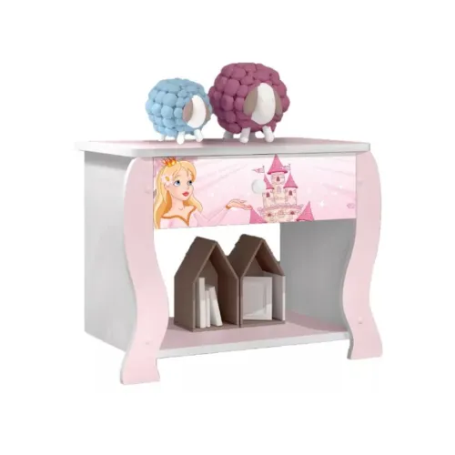 Mesa De Luz Para Niños 1 Cajon Diseño Princesa - Mesas de luz, Uruguay | Muebles Express