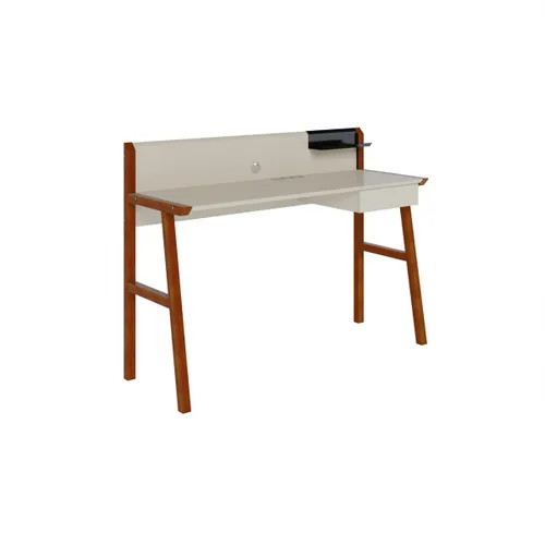 Escritorio Job - Cajón y Estante - Línea Manhattan - Blanco en Beige - Escritorios y sillas de escritorio, Uruguay | Rústico Hogar