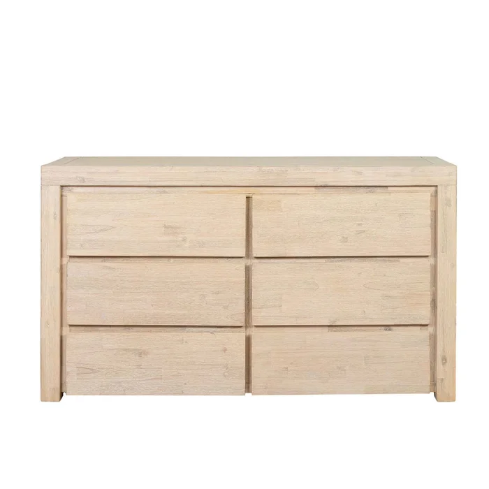 Comoda 6 Cajones Madera-acacia Natural-beige Newport en Blanco - Cómodas, Uruguay | Divino, vista 2