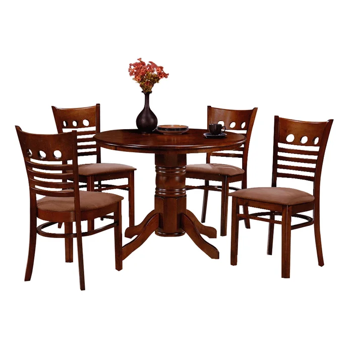Juego De Comedor 4 Sillas Mesa Redonda Madera Maciza en Marrón - Mesas de comedor, Uruguay | Soy Hogar