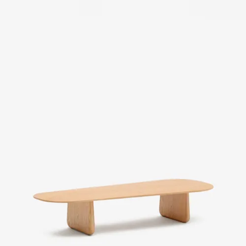 Mesa de centro Pirita de madera maciza de roble con - acabado natural 146 x 56,5 cm FSC 100% en Marrón - Mesas de living, Uruguay | Kavehome