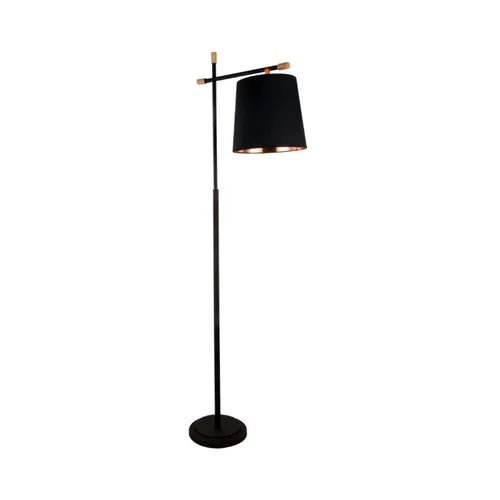 Luminaria de pie pantalla negra y detalles en madera E27 163cm en Negro - Lámparas de pie, Uruguay | Iluminica