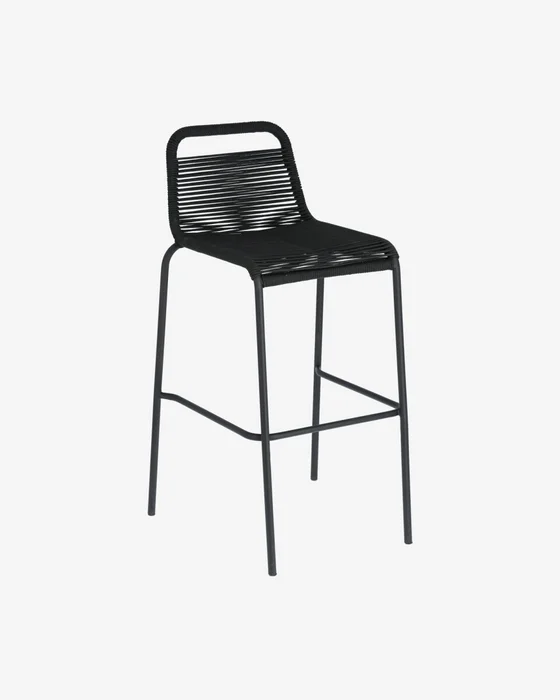 Taburete Lambton de cuerda - negro y acero con acabado negro altura 74 cm en Negro - Butacas, banquetas y puffs, Uruguay | Kavehome