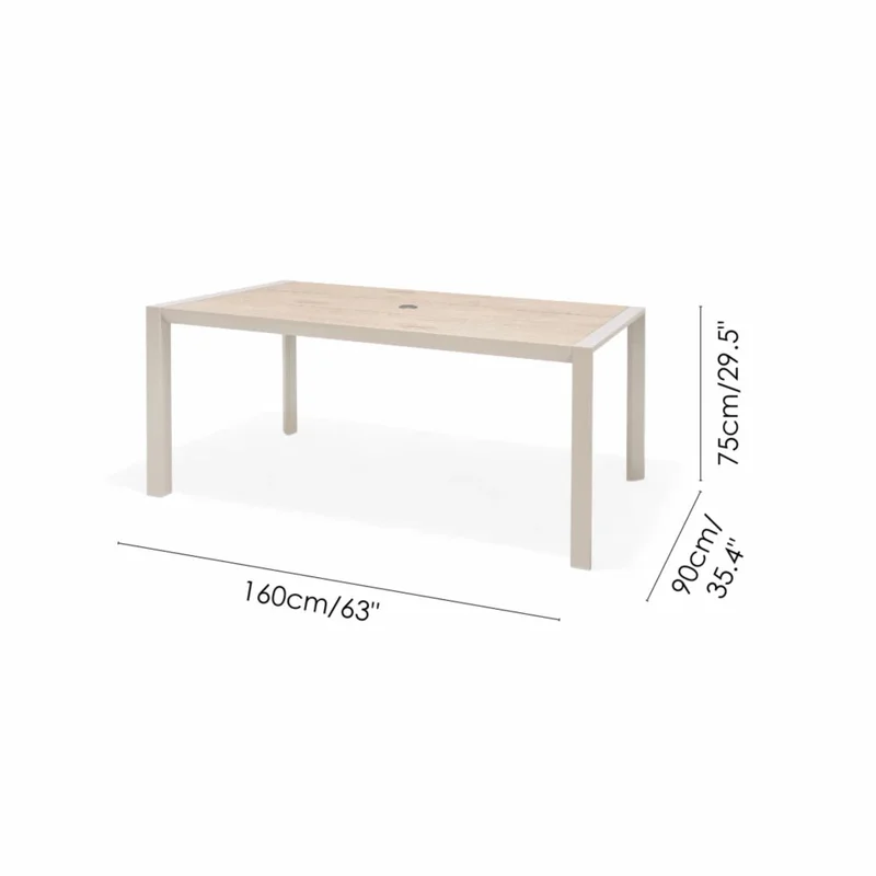 Mesa De Aluminio Para Jardín - Urbanite - 160x90 - Beige en Beige - Mesas de comedor, Uruguay | Ecowood, vista 5