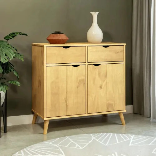 Cómoda 2 puertas 2 cajones - Línea Berlin - Marrón en Marrón - Cómodas, Uruguay | Ecowood