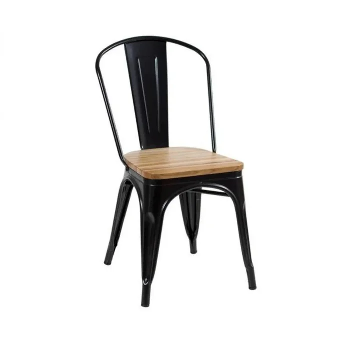 Silla Tolix Pack 4 unidades Metálica Asiento En Madera - Negro en Negro - Sillas, Uruguay | Rústico Hogar, vista 5