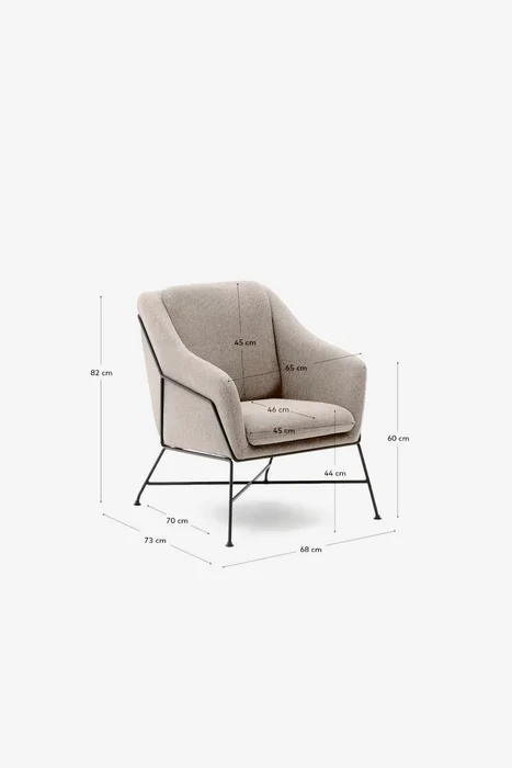 Butaca Brida - beige y patas de acero con acabado negro en Beige - Butacas, banquetas y puffs, Uruguay | Kavehome, vista 9