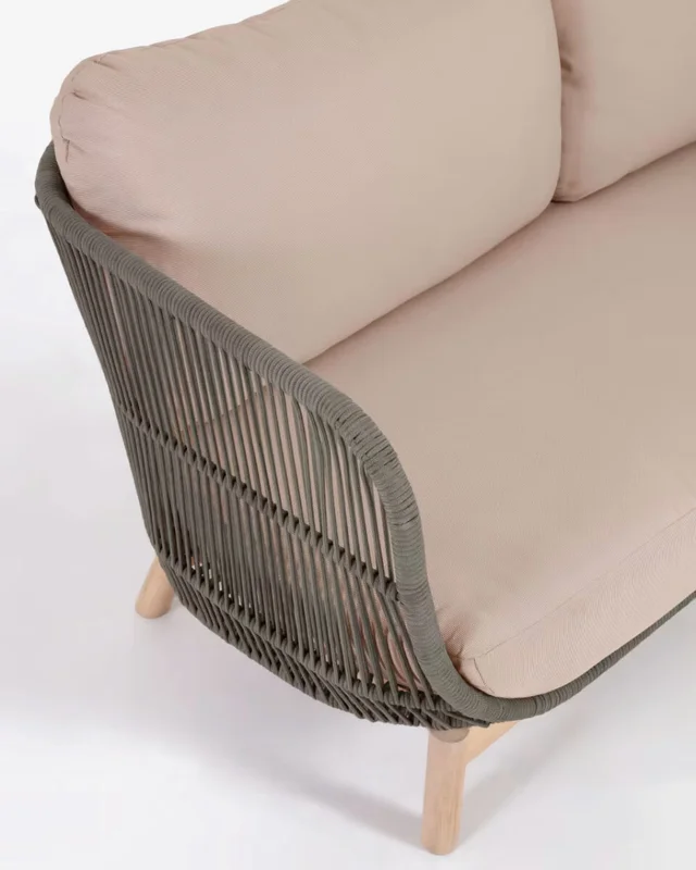 Sofá Catalina 3 plazas de cuerda - verde y madera maciza de acacia 170 cm FSC 100% en Verde - Sillones y sofás, Uruguay | Kavehome, vista 6