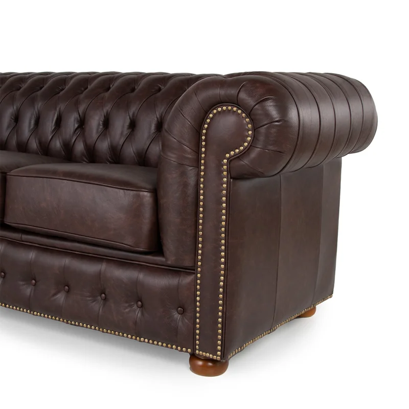 Sofá Chesterfield Novo - Cuero Advanced - 3 cuerpos - Havana - (Preventa) en Marrón - Sillones y sofás, Uruguay | Nyr, vista 4