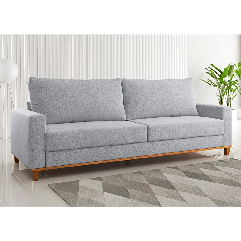 Sillon Sofa 2 Cuerpos En Tela Patas De Madera Living Comedor en Beige - Sillones y sofás, Uruguay | Soy Hogar, vista 3