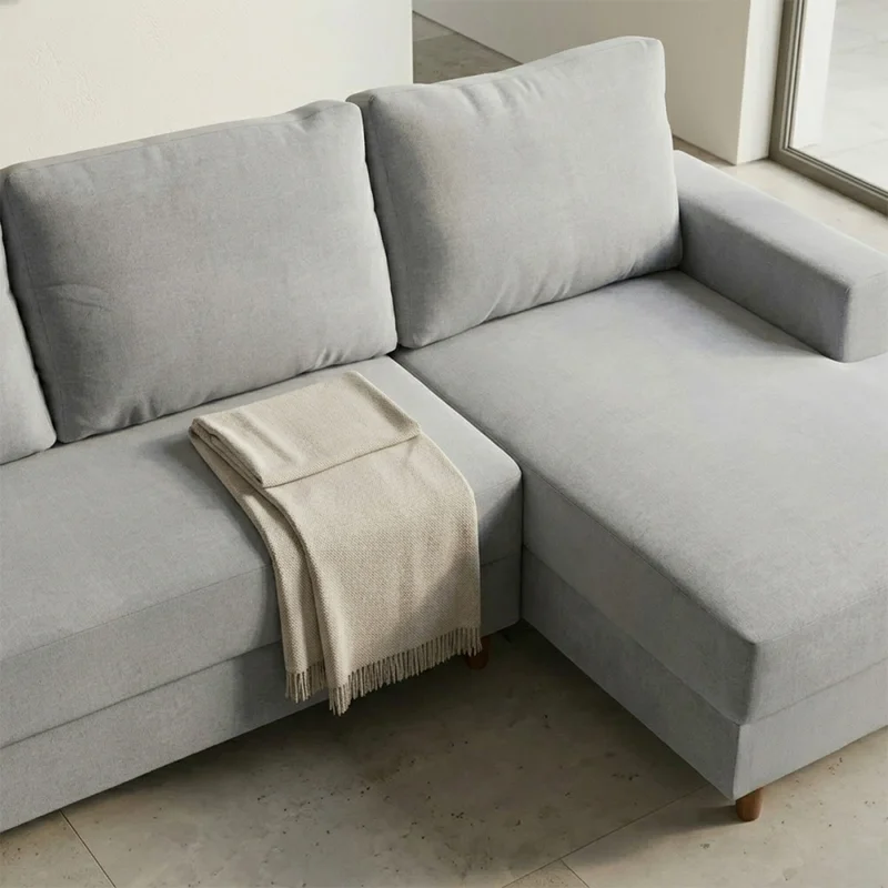 Rinconera Lucci - Tela Microfibra - Chaise derecho - Berlin 05 (Ceniza) en Beige - Sillones y sofás, Uruguay | Nyr, vista 4