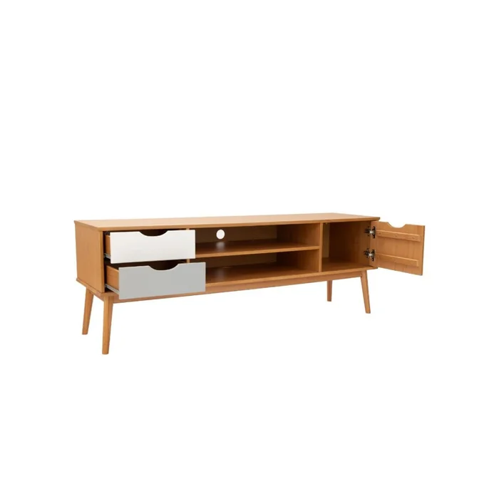Rack para TV - Linea Nórdica - Roble/Gris claro/Blanco en Madera natural - Muebles para TV, Uruguay | Rústico Hogar, vista 3