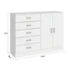 Cómoda Cajonera para Dormitorio de 5 Cajones 2 Puertas y 1 Estante interno - FE - Blanco en Blanco - Cómodas, Uruguay | Mulata, vista 3 de 5