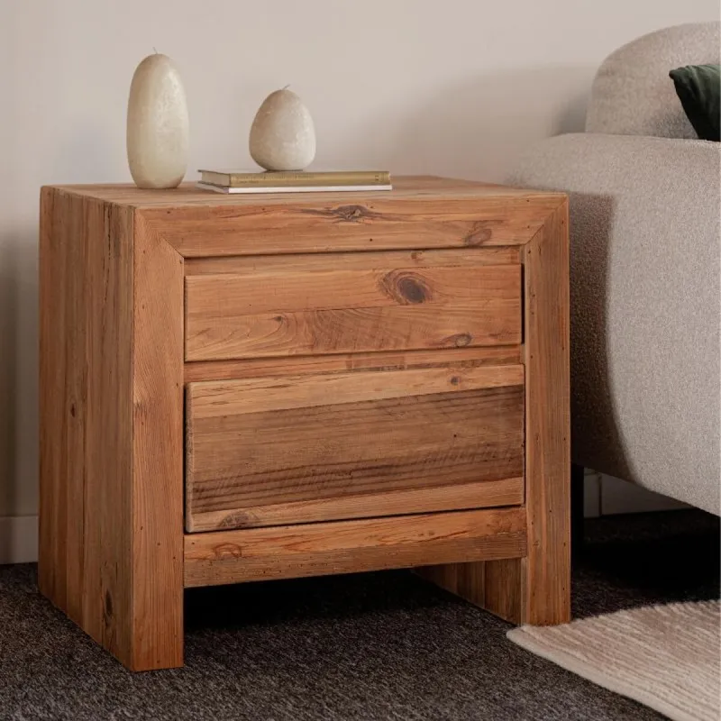 Mesa de Luz Rústica en Madera natural - Mesas de luz, Uruguay | Fábrica Italiana
