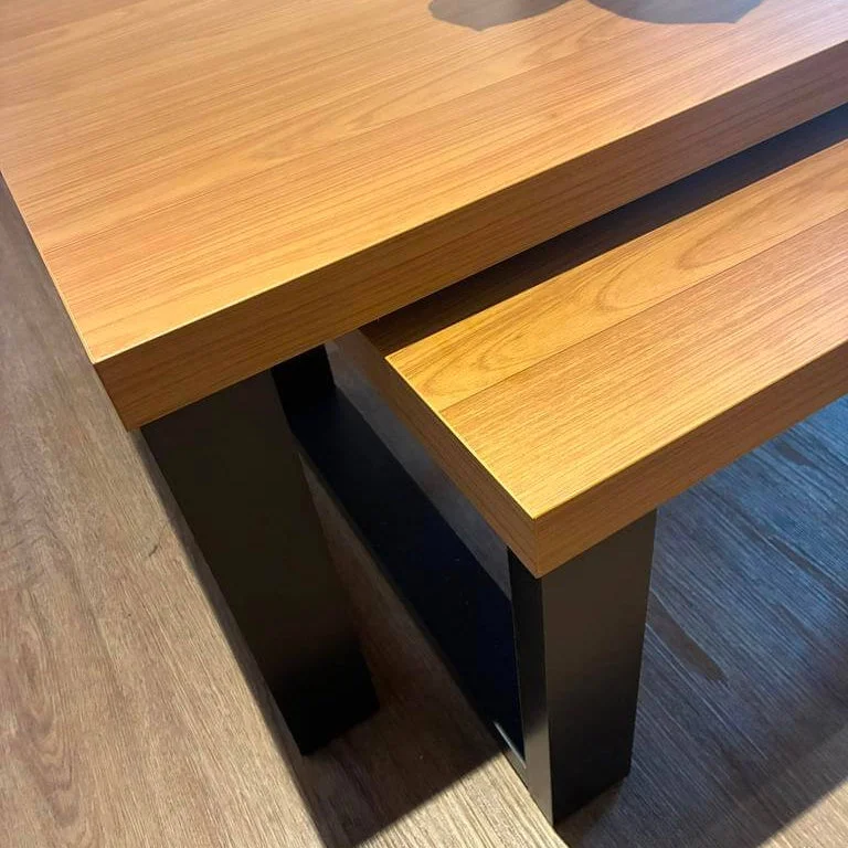 Conjunto de Mesas Ratonas Industrial 100% MDF - Linea Factory en Madera natural - Mesas de living, Uruguay | Balton, vista 4
