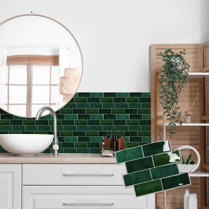 Azulejos adhesivos para cocina baño diseño ladrillo 10uds - Verde - Decoración, Uruguay | Buho Store, vista 3