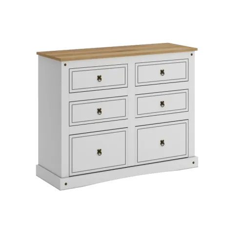 Comoda 6 Cajones Línea Monterrey - Blanco en Blanco - Cómodas, Uruguay | Ecowood