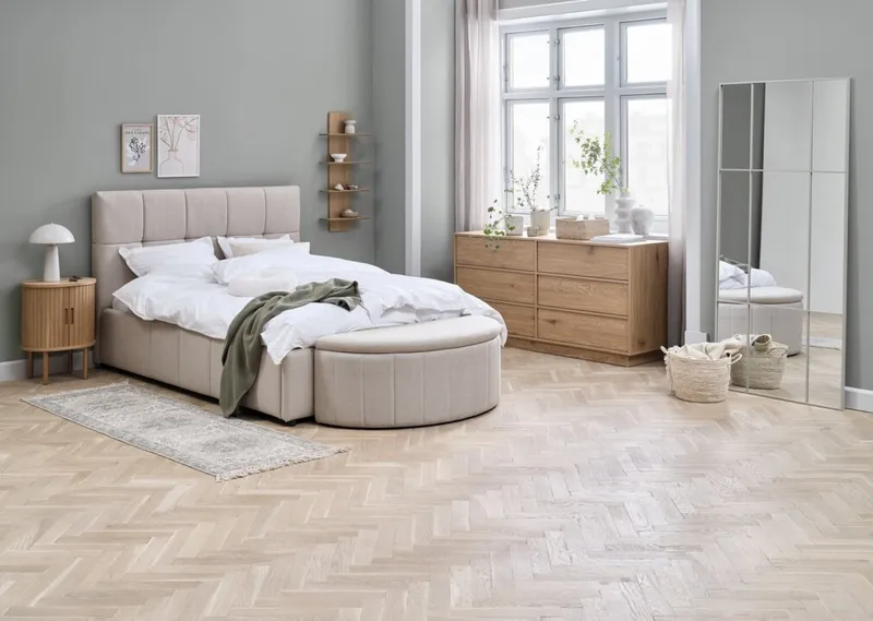 Estructura de cama VEMMELEV Queen 160x200 beige en Beige - Dormitorio, Uruguay | JYSK