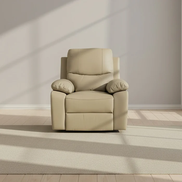 Recliner Manual 1 Cuerpo Cuero Marron Lina Taupe en Beige - Sillones y sofás, Uruguay | Divino