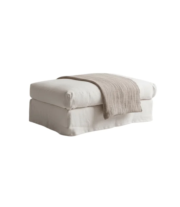PUFF BISCARROSSE BLANCO LINO FRANCES en Blanco - Butacas, banquetas y puffs, Uruguay | Más Infinito Casa
