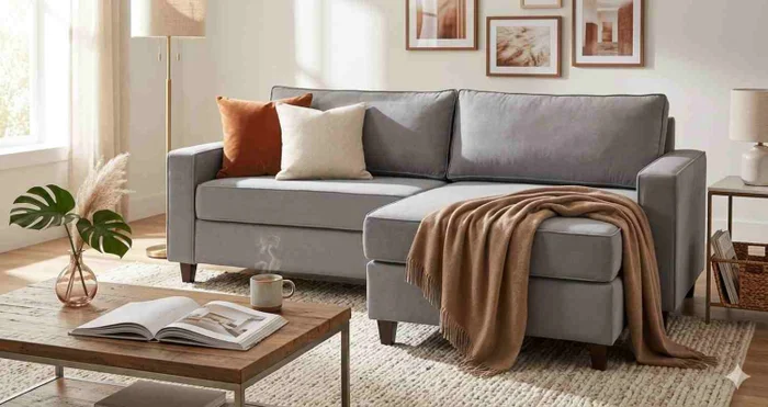 Sofá con Chaise DESIREÉ - Gris en Gris - Sillones y sofás, Uruguay | Finkel, vista 3