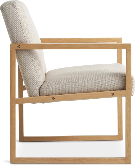 Sillón KALUNDBORG tela 1 cuerpo arena/roble en Madera natural - Butacas, banquetas y puffs, Uruguay | JYSK, vista 3