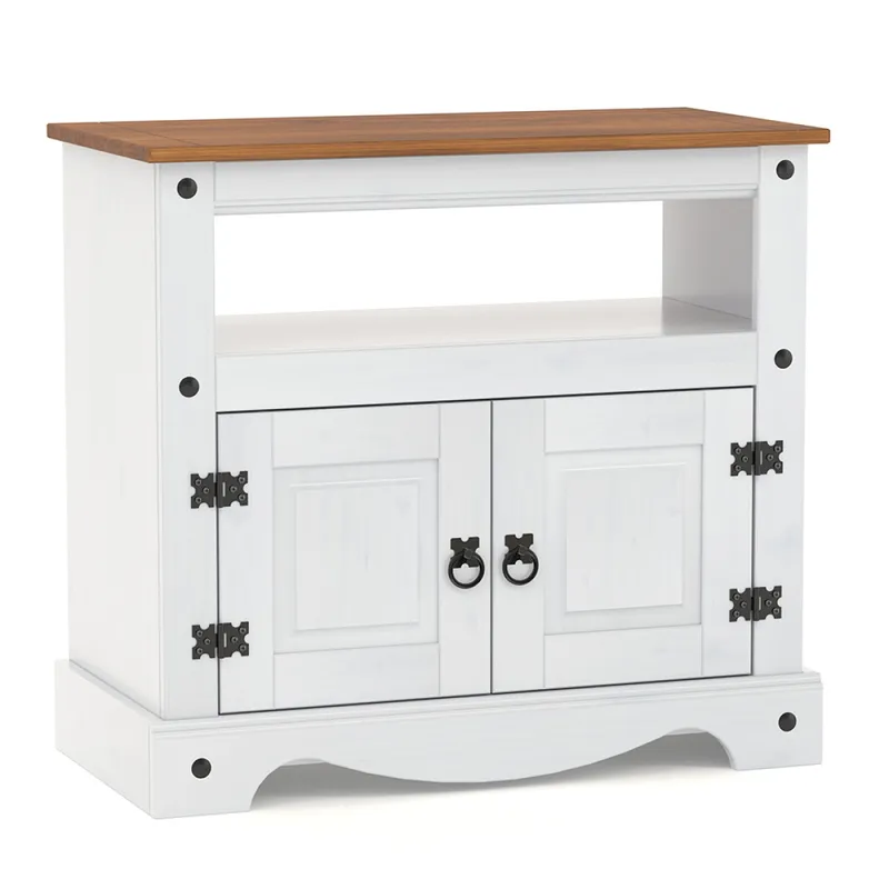 Mesa de tv Linea Naturale - Blanco/Roble en Multicolor - Muebles para TV, Uruguay | La Cueva Muebles
