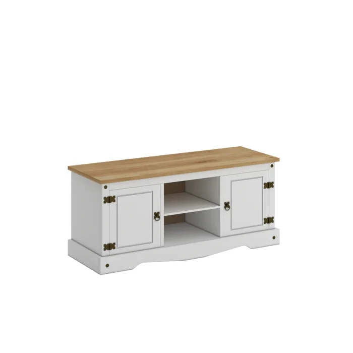 Rack 2 puertas 1 Estante - 120cm - Línea Monterrey - Blanco en Blanco - Muebles para TV, Uruguay | Ecowood, vista 2