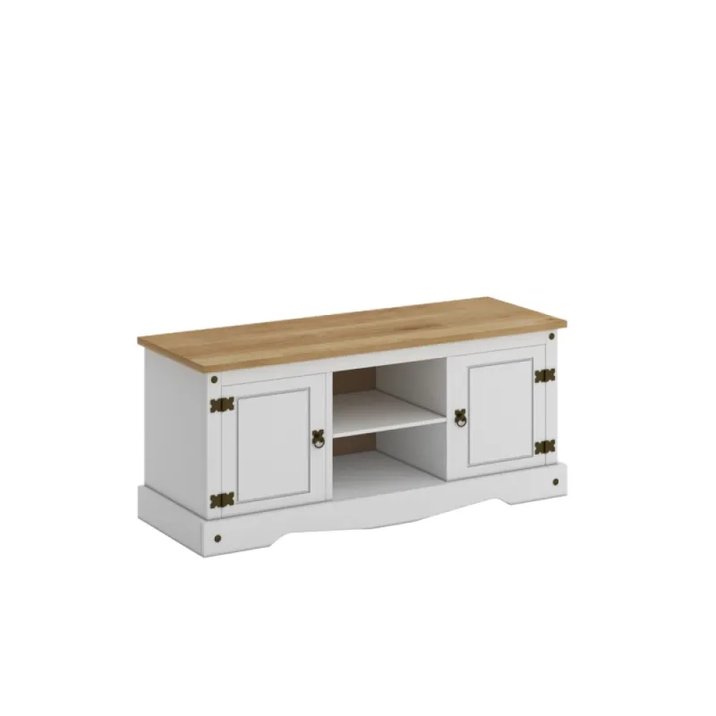 Rack 2 Puertas Linea Rustica 1.20 Blanco en Blanco - Muebles para TV, Uruguay | Albanés