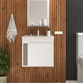 Mueble De Baño Aereo Sin Patas Con Espejo en Blanco - Muebles, Uruguay | Soy Hogar, vista 2