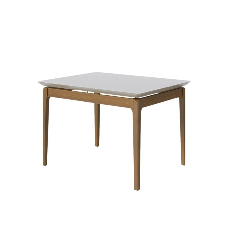 Mesa de Comedor Wind - 140 x 90 con vidrio - Off White y Natural en Blanco - Mesas de comedor, Uruguay | NYR