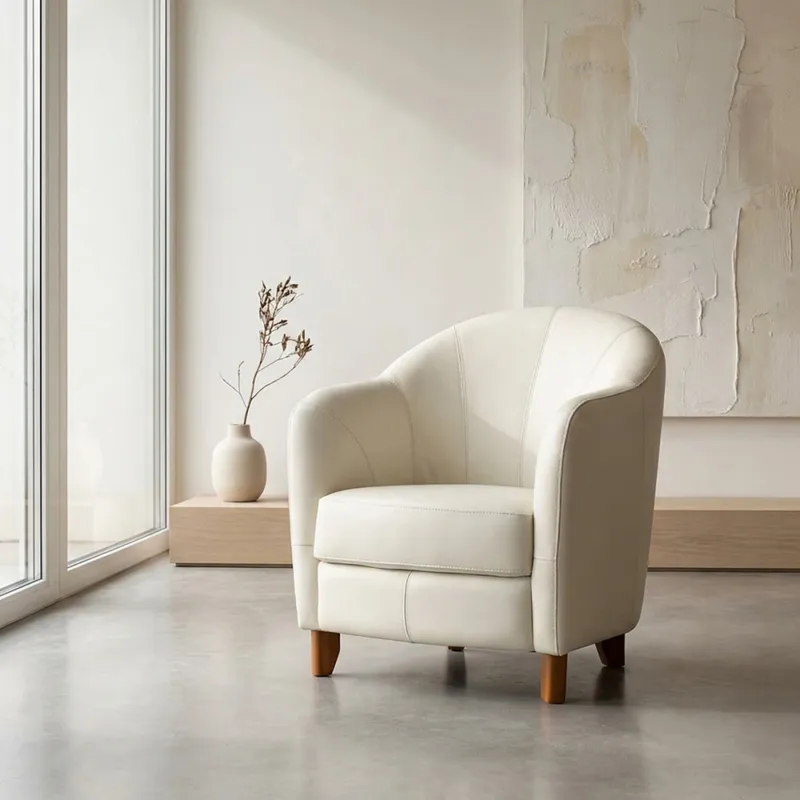 Butaca Gap - Cuero Básico - Off White - (Preventa) en Blanco - Butacas, banquetas y puffs, Uruguay | NYR