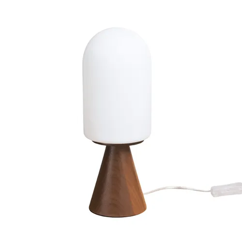 Lampara de Mesa Cosumel Tulipa - Madera Oscura + Vidrio - Lámparas de mesa, Uruguay | Berna home