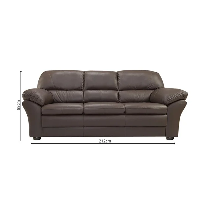 Sillon 3 cuerpos Cuero Natural Florencia - Chocolate en Marrón - Sillones y sofás, Uruguay | La Cueva Muebles, vista 3